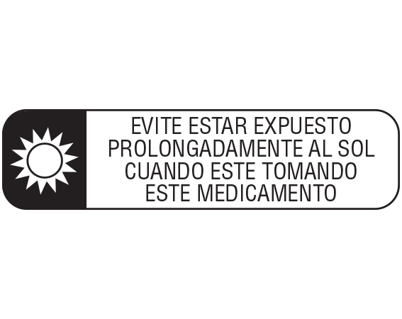 A-126-ES White 3/8" x 1-1/2" Pharmacy Auxiliary Labels for Prescription Containers - Spanish Version - With Imprint: (Spanish) AVOID PROLONGED / EXPOSURE TO SUNLIGHT / WHILE TAKING THIS MEDICATION