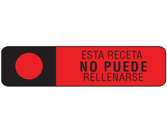 A-72-ES Red 3/8" x 1-1/2" Pharmacy Auxiliary Labels for Prescription Containers - Spanish Version - With Imprint: (Spanish) THIS PRESCRIPTION / CANNOT BE REFILLED