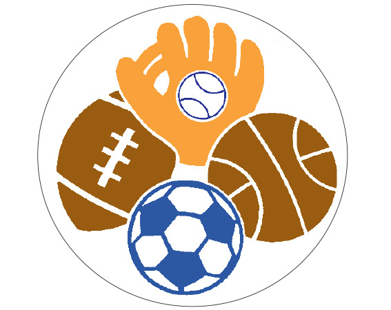 AWARD-8 White 1-3/4" DIAMETER Pediatric Award Stickers - With Imprint: SPORTS EQUIPMENT PICTURED