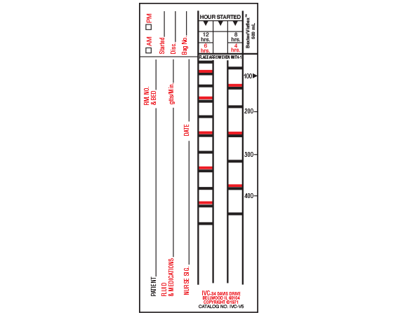 IVC-V5 Intravenous Check Labels for Patient and Solution Identification