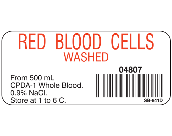 SB-641D Blood Product Labels with Codabar Symbology