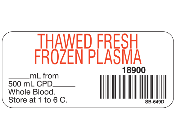 SB-649D Blood Product Labels with Codabar Symbology