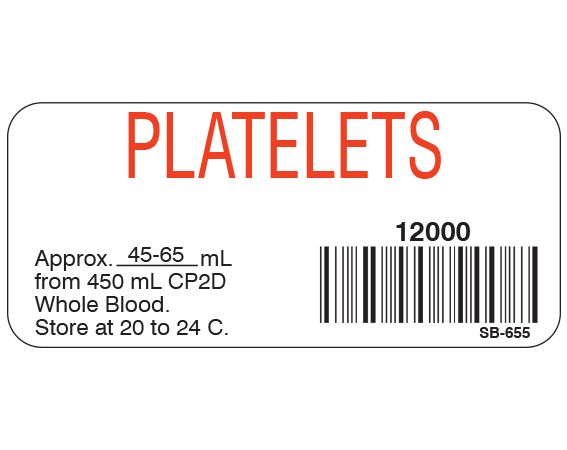 SB-655 Blood Product Labels with Codabar Symbology