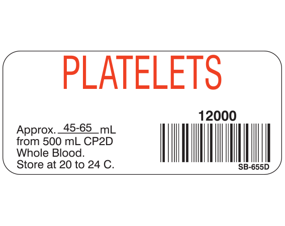 SB-655D Blood Product Labels with Codabar Symbology