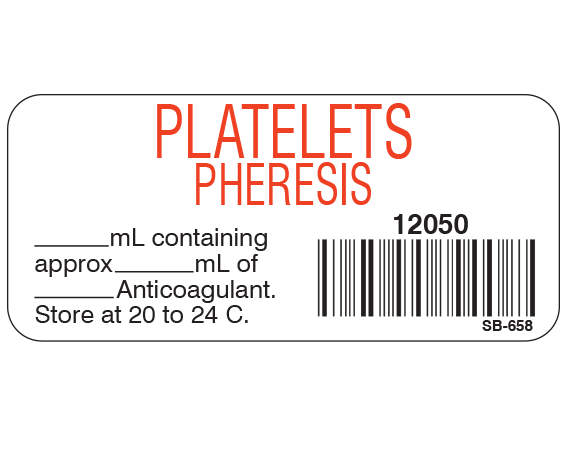 SB-658 Blood Product Labels with Codabar Symbology