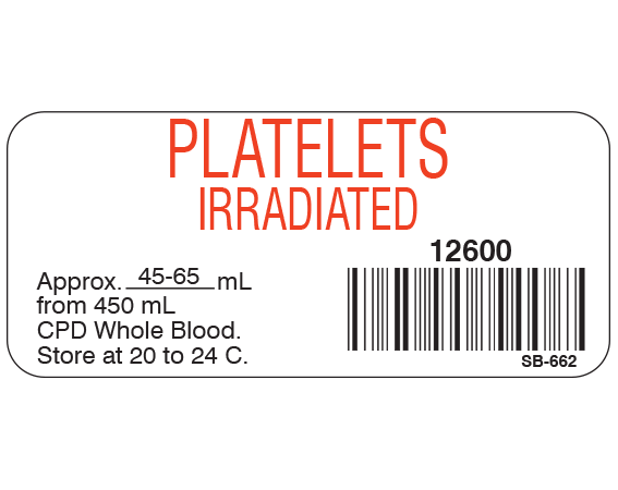 SB-662 Blood Product Labels with Codabar Symbology