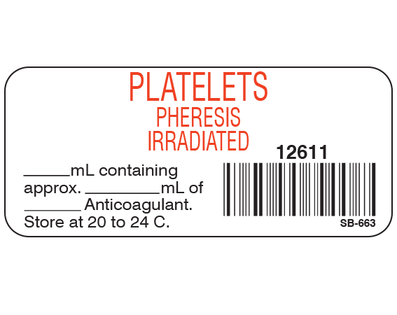 SB-663 Blood Product Labels with Codabar Symbology