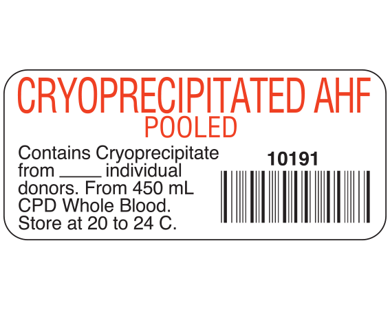 SB-673 Blood Product Labels with Codabar Symbology