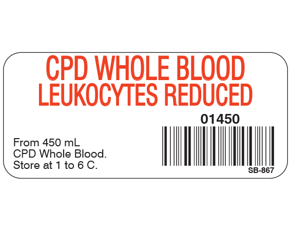 SB-867 Blood Product Labels with Codabar Symbology