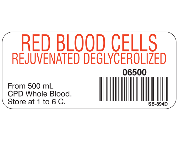 SB-894D Blood Product Labels with Codabar Symbology