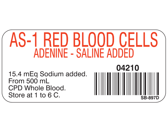 SB-897D Blood Product Labels with Codabar Symbology