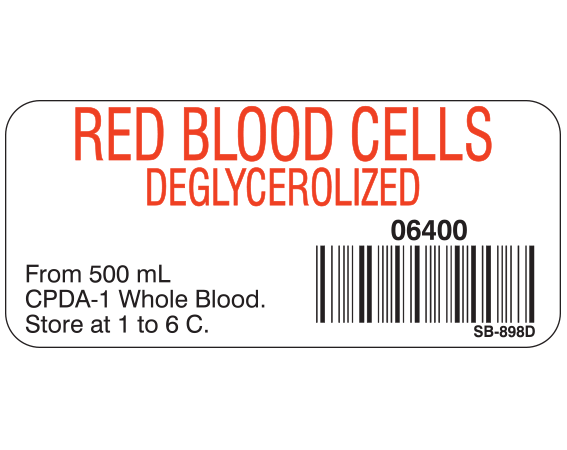 SB-898D Blood Product Labels with Codabar Symbology