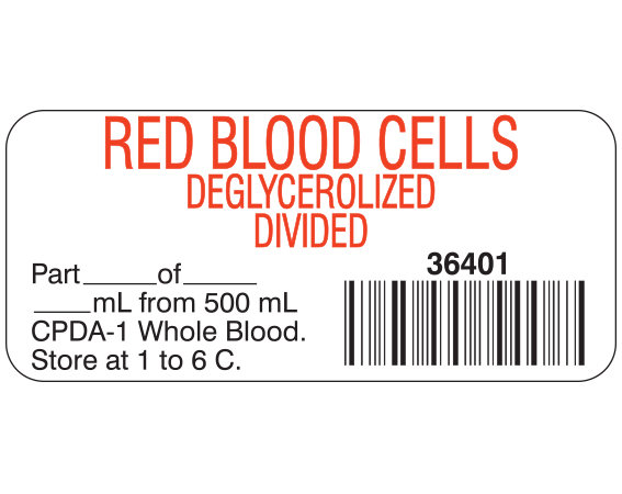 SB-902D Blood Product Labels with Codabar Symbology