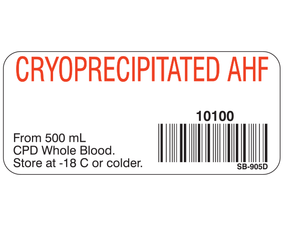 SB-905D Blood Product Labels with Codabar Symbology
