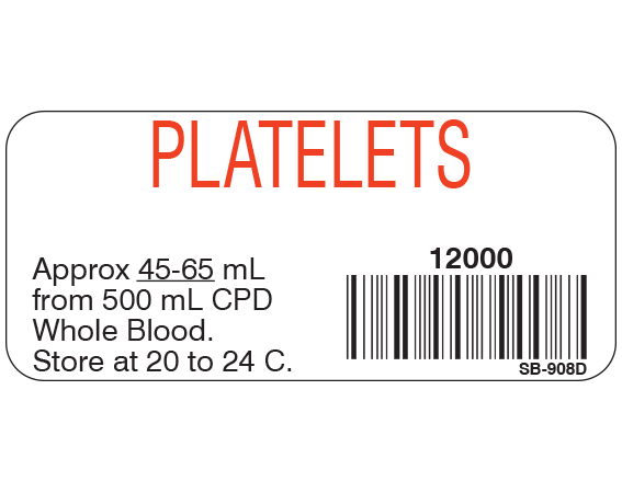 SB-908D Blood Product Labels with Codabar Symbology