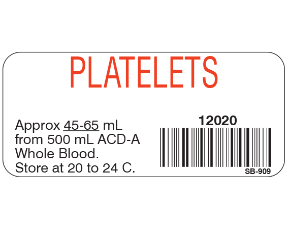 SB-909 Blood Product Labels with Codabar Symbology