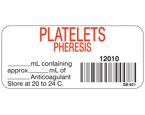 SB-921 Blood Product Labels with Codabar Symbology