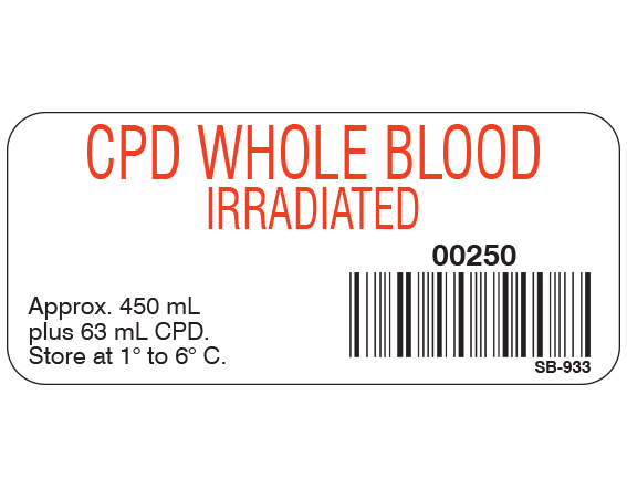 SB-933 Blood Product Labels with Codabar Symbology