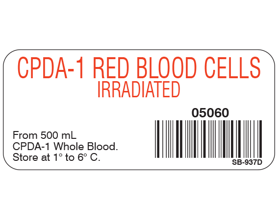 SB-937D Blood Product Labels with Codabar Symbology