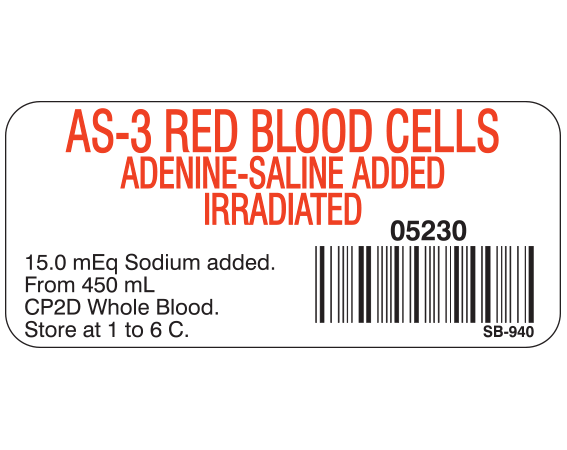 SB-940 Blood Product Labels with Codabar Symbology