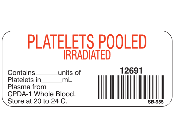 SB-955 Blood Product Labels with Codabar Symbology