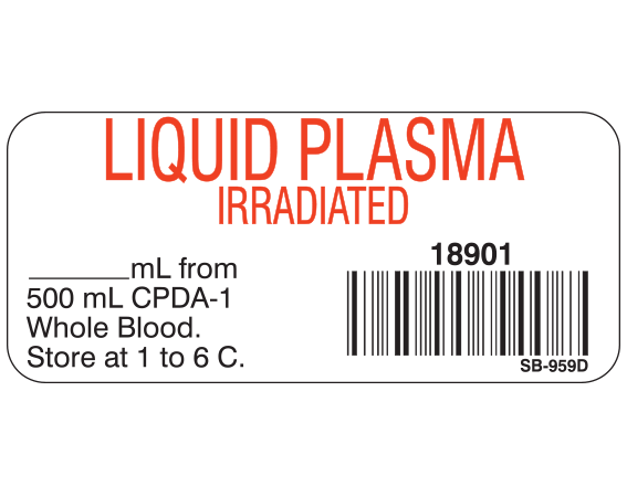SB-959D Blood Product Labels with Codabar Symbology