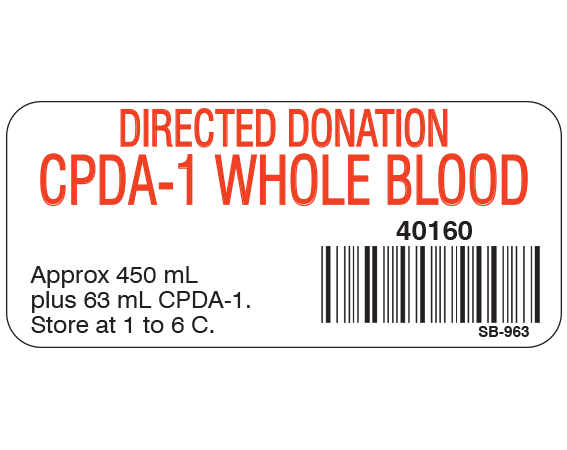 SB-963 Blood Product Labels with Codabar Symbology