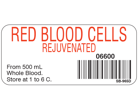 SB-965D Blood Product Labels with Codabar Symbology