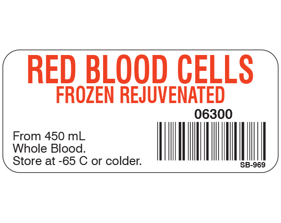 SB-969 Blood Product Labels with Codabar Symbology
