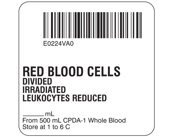 SB128-20D-6A Red Blood Cells Product Labels for Compliance with ISBT 128 Standards