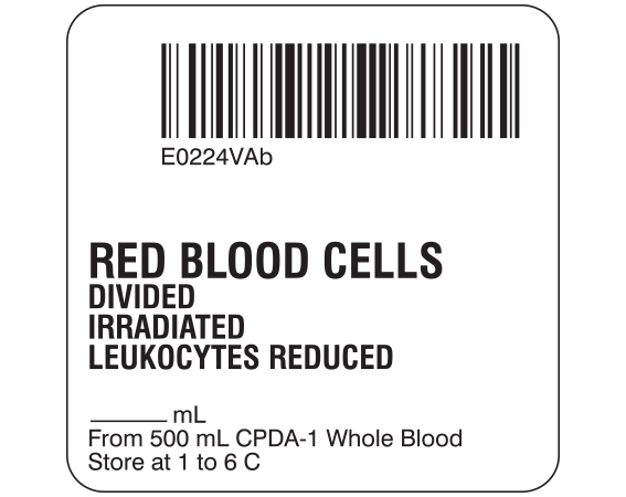 SB128-20D-6AB Red Blood Cells Product Labels for Compliance with ISBT 128 Standards