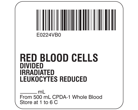 SB128-20D-6B Red Blood Cells Product Labels for Compliance with ISBT 128 Standards