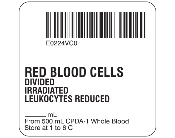 SB128-20D-6C Red Blood Cells Product Labels for Compliance with ISBT 128 Standards