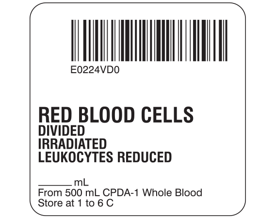 SB128-20D-6D Red Blood Cells Product Labels for Compliance with ISBT 128 Standards