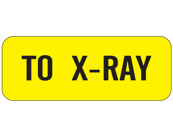 SN-113-PRE Yellow 1" x 500" Nursing Labels for Instruction and Communication - With Imprint: TO X-RAY