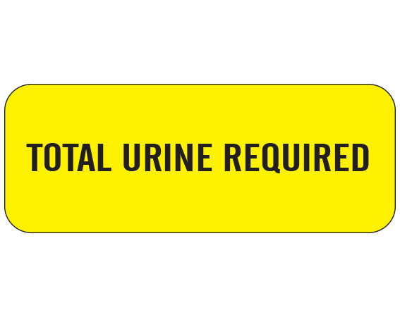 SN-114-PRE Yellow 1" x 500" Nursing Labels for Instruction and Communication - With Imprint: TOTAL URINE REQUIRED
