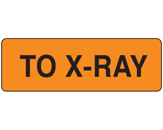 SX-96 Orange 1" x 3" X-Ray Communication Labels - With Imprint: TO X-RAY