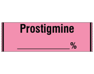 Rose 1/2" x 500" Anesthesia Drug Labels for Syringe Identification - Tape Form  - With Imprint: PROSTIGMINE _____ %