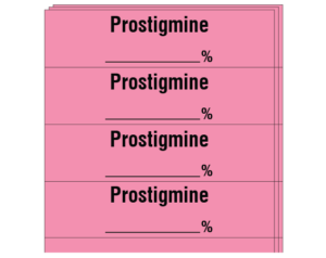 Rose 1/2" x 2" Anesthesia Drug Labels for Syringe Identification - Pack Form  - With Imprint: PROSTIGMINE _____ %
