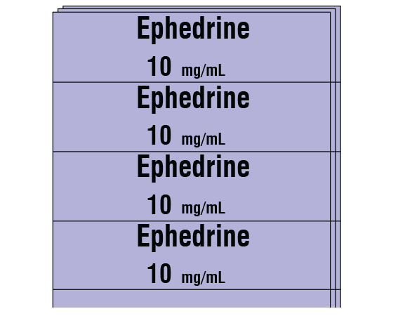 sa-2806-pk Violet 1/2" x 2" Anesthesia Drug Labels for Syringe Identification - Pack Form - With Imprint: Ephedrine / 10 mg/mL