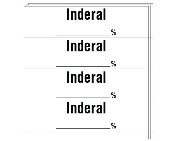sa-57-pk White 1/2" x 2" Anesthesia Drug Labels for Syringe Identification - Pack Form - With Imprint: INDERAL / _____ %