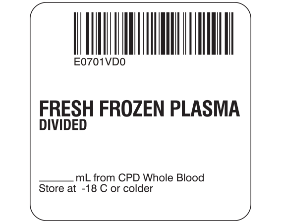 SB128-41D-6D Fresh Frozen Plasma Product Labels for Compliance with ISBT 128 Standards