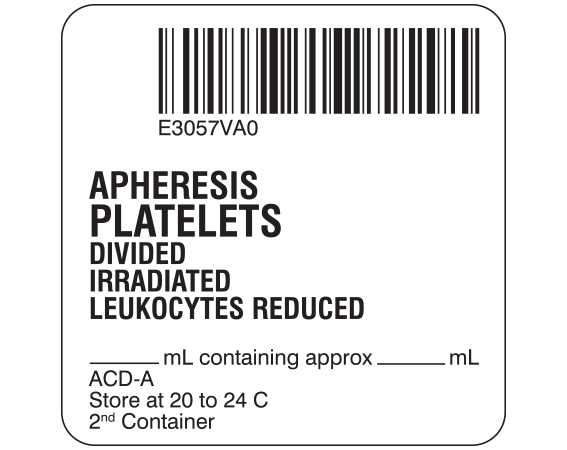 SB128-50D-21A Platelets Product Labels for Compliance with ISBT 128 Standards