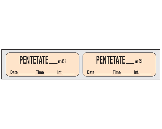 sxd-16 Salmon 1/2" x 1-1/2" Diagnostic Imaging Syringe Identification Labels - With Imprint: PENETATE _____ mCi / Date _____ Time _____ Int. _____