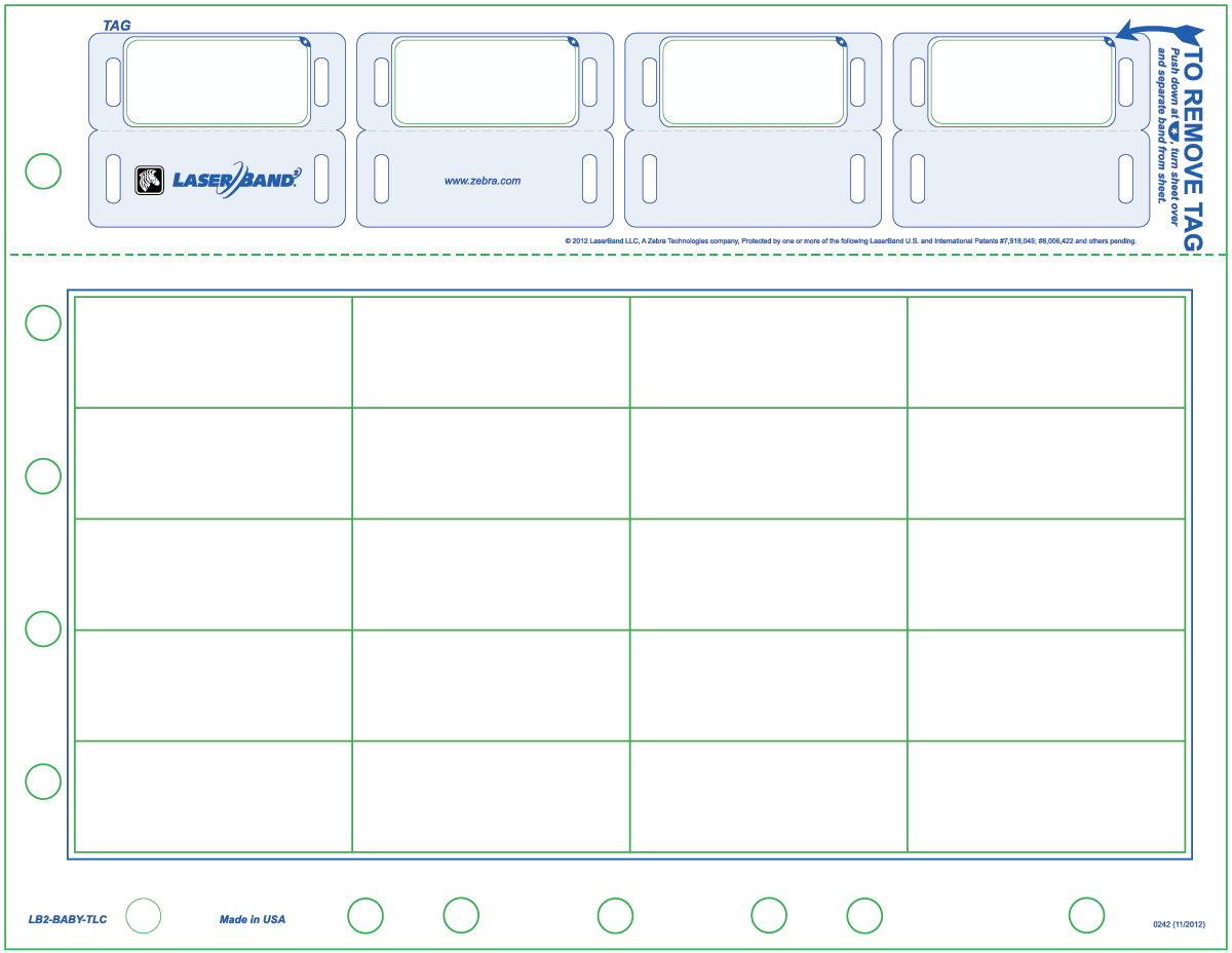LB2-BABY-TLC | Zebra Baby Tags(4) With Labels - 8.5" x 11" - White