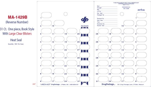 MA-1429B Single Dose Medication Blister Card