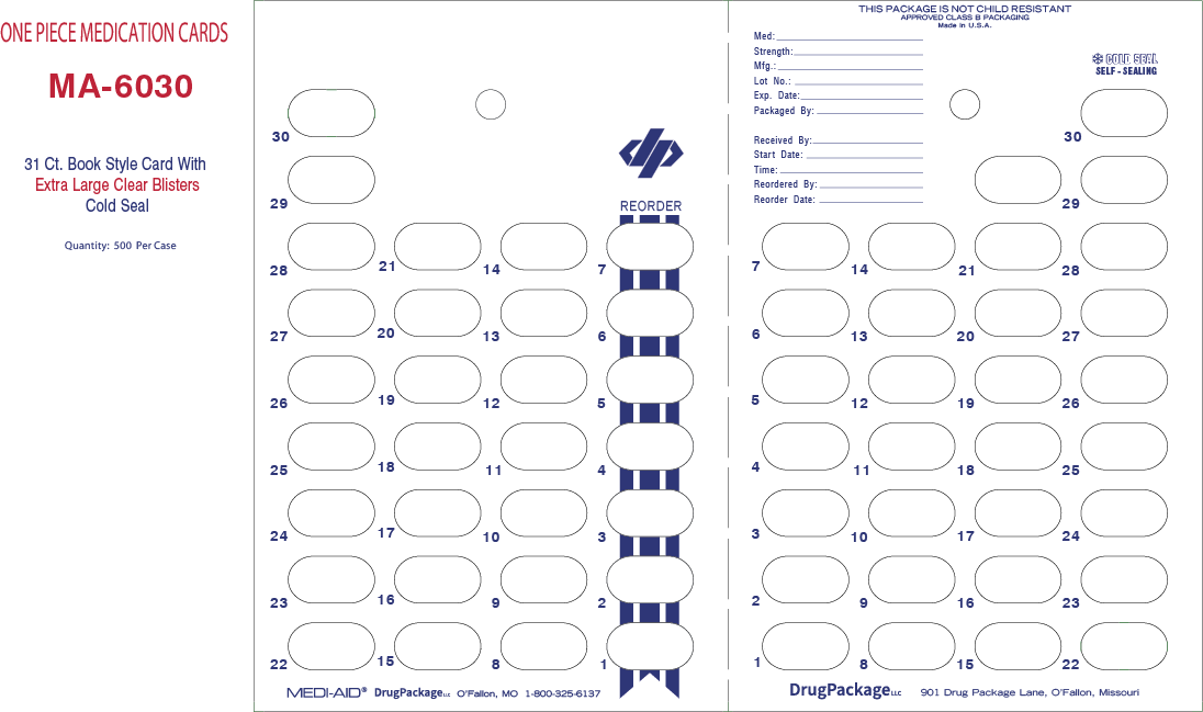 MA-6030 MA-6030 Single Dose Medication Blister Card