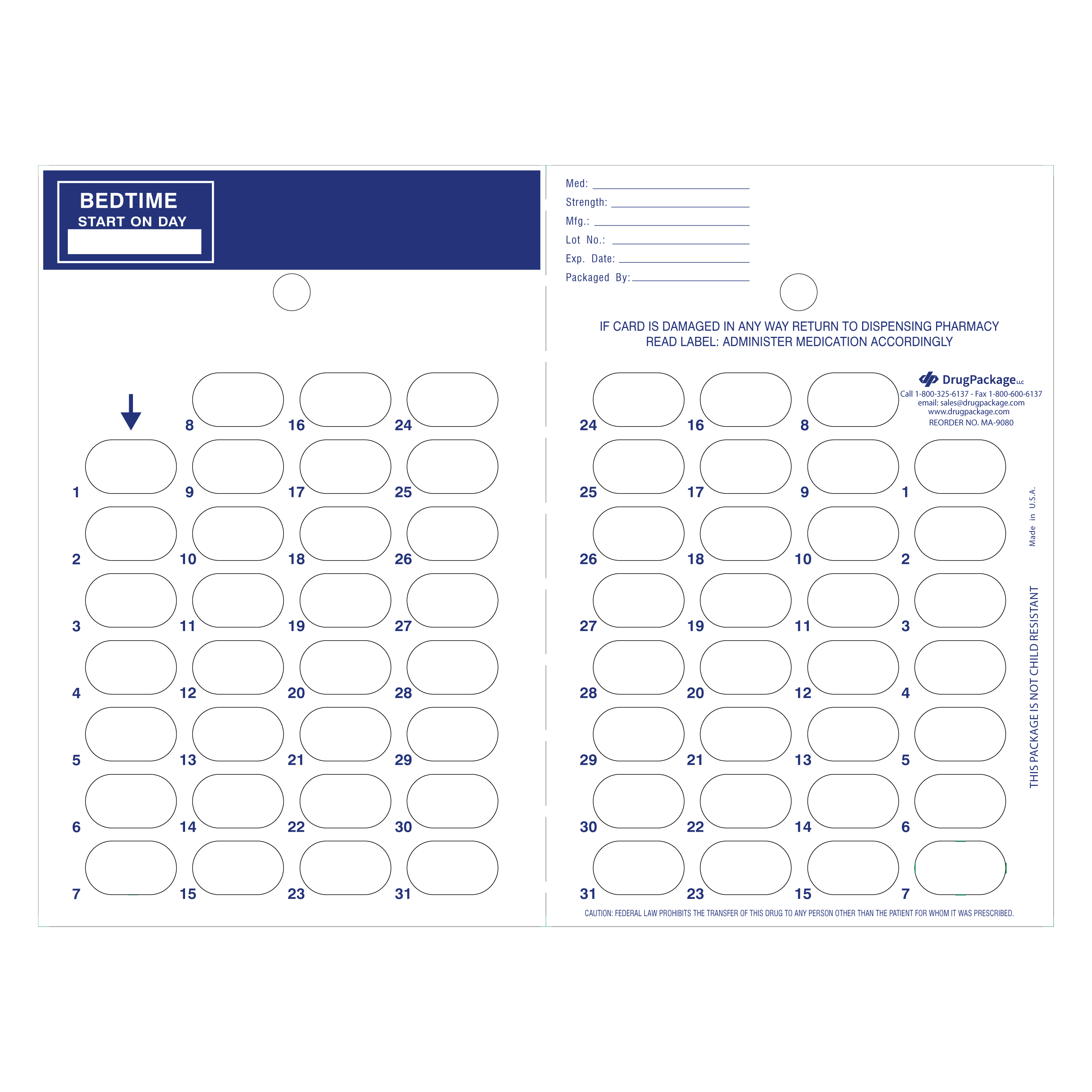 MA-9079 Multiple Dose Medication Blister Card